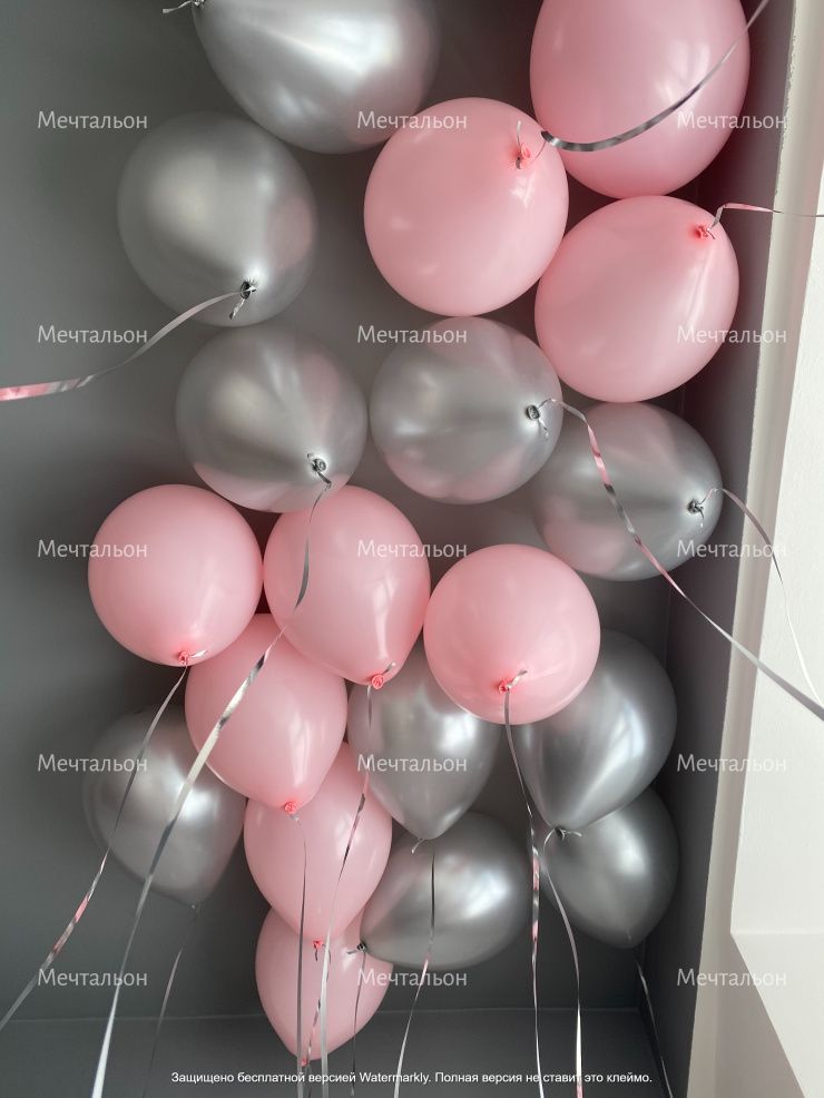 картинка Шары розовый и серебро от магазина Мечтальон