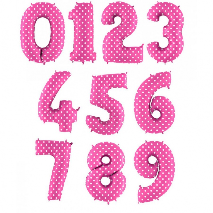 картинка Шар-цифра «Розовая в горох» от магазина Мечтальон