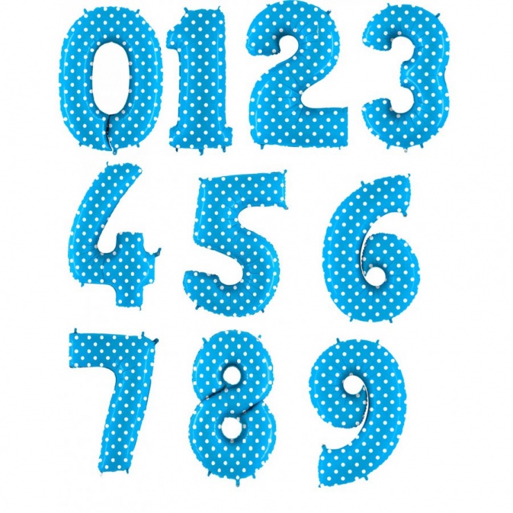 картинка Шар-цифра «Голубая в горох» от магазина Мечтальон